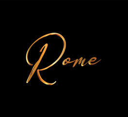 decorative 3d gold rome text on black background