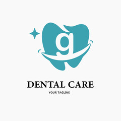 Initial Letter eg with Tooth and Smile Icon for Dental Health Care and Dental Clinic, Dentistry Business Logo Idea Template