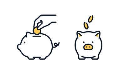 ブタの貯金箱のシンプルなベクターアイコンイラスト素材