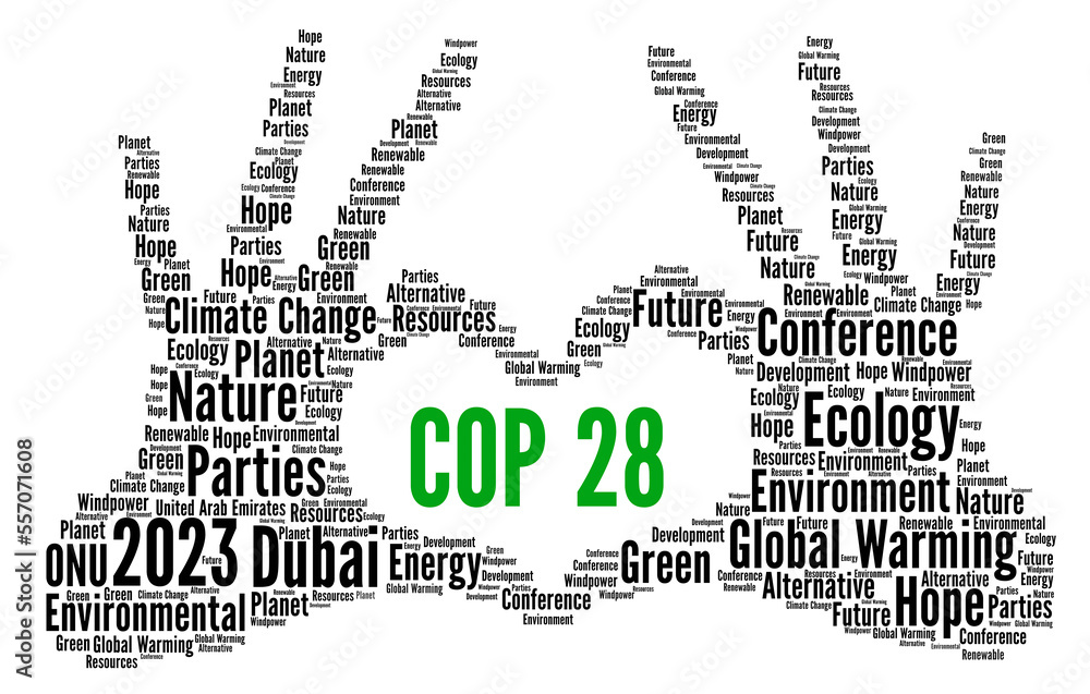 Wall mural COP 28 in Dubai United Arab Emirates world cloud - Wall murals