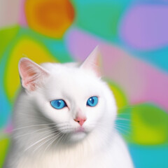 Generative a.i. cat on a blue background