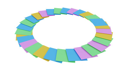 Fototapeta premium Small colourful empty paper notes in a circle. 3d rendering. 