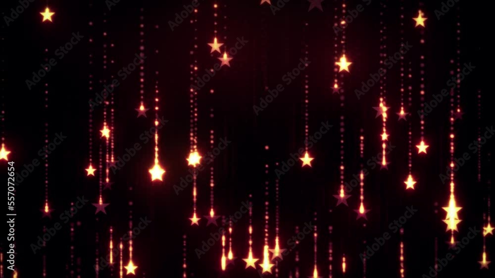 Poster abstract stars falling from above on a black background. glitter particles loop