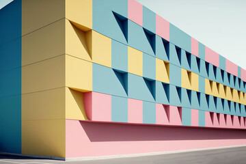 Brightly colored building facade generated with AI