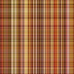 Woodland brown tartan seamless pattern textile. Tonal autumnal forest plaid with organic texture. Background of orange stripe for rough wallpaper. 