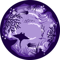 ocean under water background. Silhouette under water background