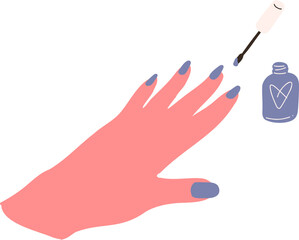 Woman Applying Nail Polish Manicure Illustration