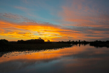 Sunset on the Mary river and Boomerang lagoon ,Northern Territory ,Australia.
