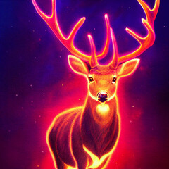 cute animal little pretty red deer portrait from a splash of watercolor illustration