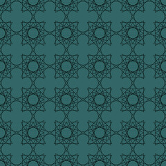 Pattern with crossing thin lines. Abstract geometric texture. Green Black. Seamless linear pattern for textile, fabric, wrapping. Vector illustration Textile swatch. Background Line design 10 eps Tile