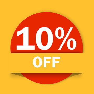 10 percent off. ten percent discount. Off ten percent. 3d yellow sale banner. Vector illustration. stock image.