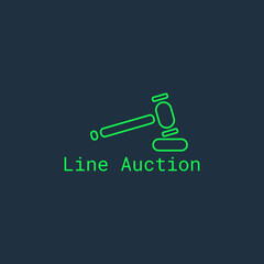 Simple auction hammer logo made of lines.