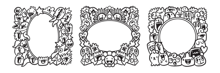 Hand drawn Abstrack doodle art frame Collection