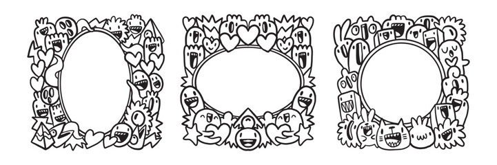 Hand drawn Abstrack doodle art frame Collection