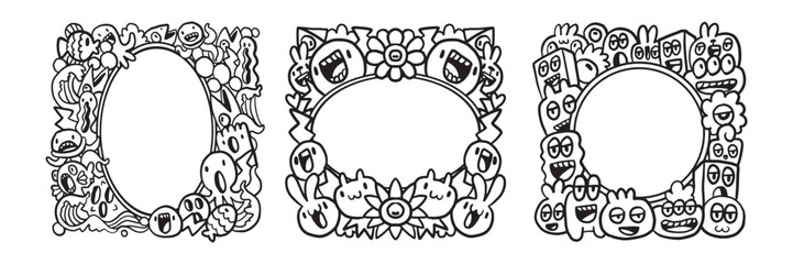 Hand drawn Abstrack doodle art frame Collection