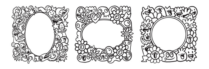 Hand drawn Abstrack doodle art frame Collection