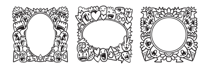 Hand drawn Abstrack doodle art frame Collection