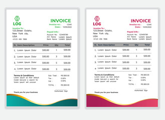 Fototapeta premium Business Minimal Corporate Invoice design template vector illustration bill form price . Creative template and stationery design payment agreement design template Cash Memo, Vector Quotation Design