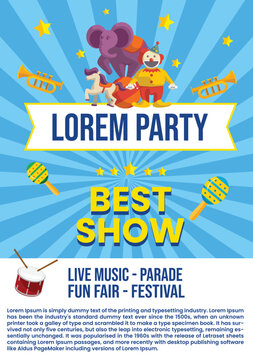 Carnival party poster template in flat design