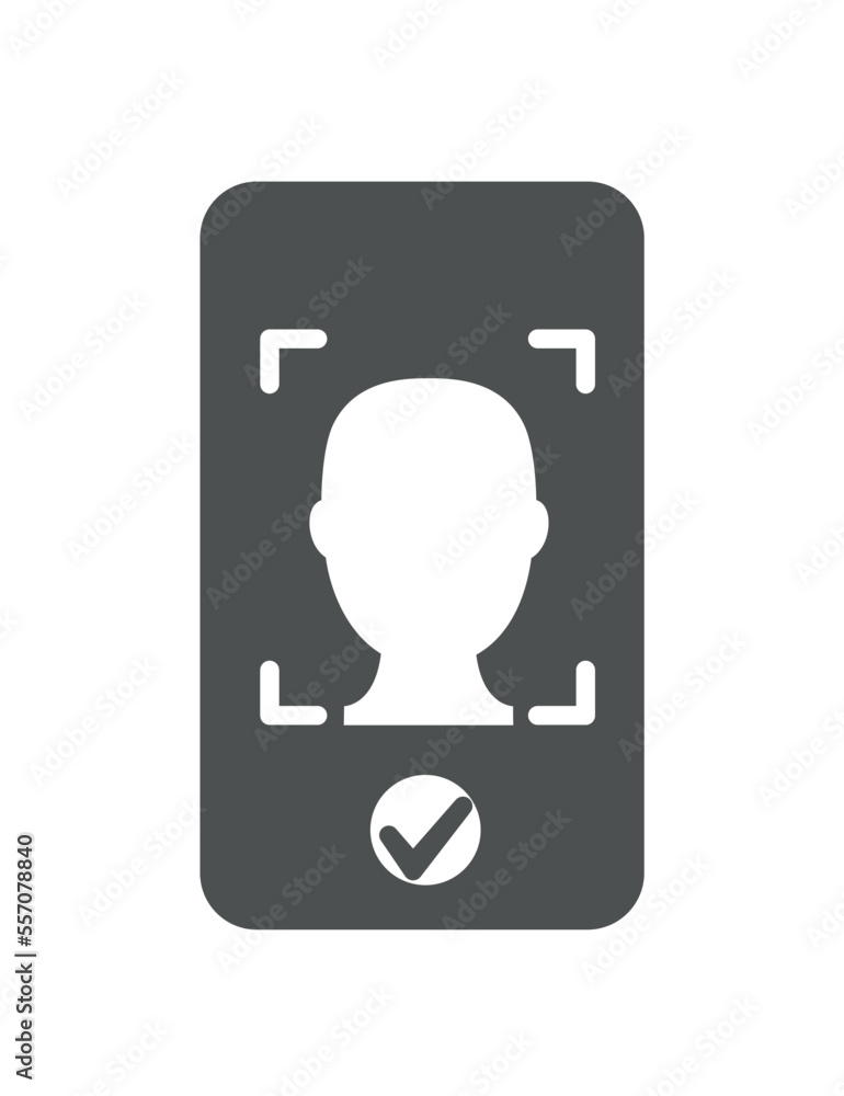 Poster face authorization line icon. appearance scanning, authentication and verification. silhouette of ma