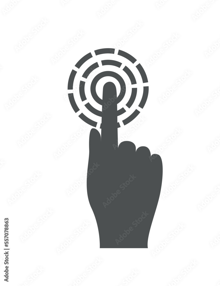 Poster fingerprint authorization line icon. sticker for social networks and messengers. internet security a