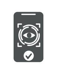 Eye authorization line icon. Scanning retina on screen of smartphone. Cyberspace and modern technologies, innovations and access to personal data and account. Cartoon flat vector illustration