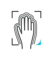 Biometric authorization colorful icon. Hand in square, graphic element for site. UI and UX design. Protection of personal data and security on Internet, verification. Cartoon flat vector illustration