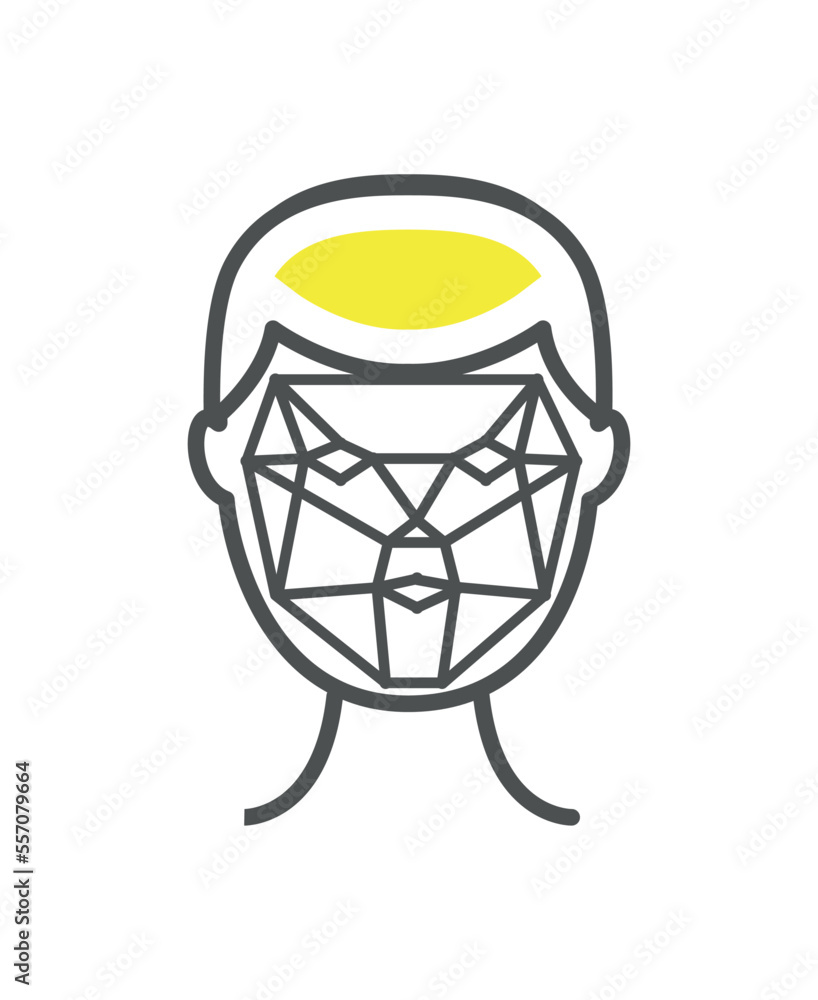 Poster biometric authorization colorful icon. face scanning and identification to access account or profile