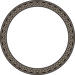 .Vector gold and black round Chinese ornament. Frame, border, circle, ring of Asian peoples of the East.