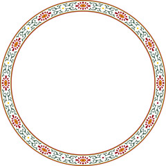 Vector round colored frame, border, Chinese ornament. Patterned circle, ring of the peoples of East Asia, Korea, Malaysia, Japan, Singapore, Thailand..