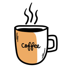 Hot coffee cup isolated background ,illustration