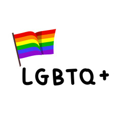 LGBTQ Symbols with LGBTQ pride flag or Rainbow colors isolated on white background,  illustration 