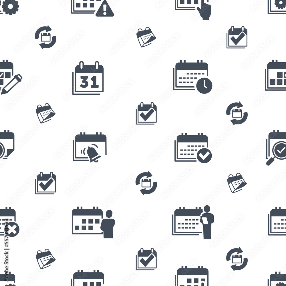 Poster calendar seamless pattern. repeating design element for printing on fabric. time management and busi