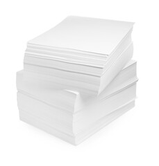 Stack of paper sheets isolated on white