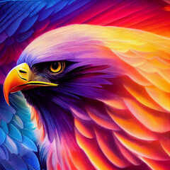 Fototapeta premium cute animal little pretty colorful eagle portrait from a splash of watercolor illustration