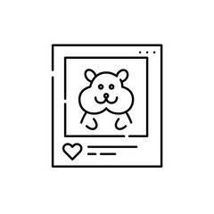 Picture of a happy hamster on social media. Pixel perfect, editable stroke icon