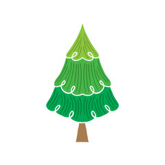 Fototapeta premium Christmas tree illustration A collection of cartoon pines suitable for greeting cards, invitations, banners, and the web. Christmas decorative elements on a white background