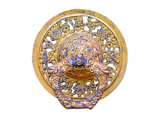 Close up old gold knocker