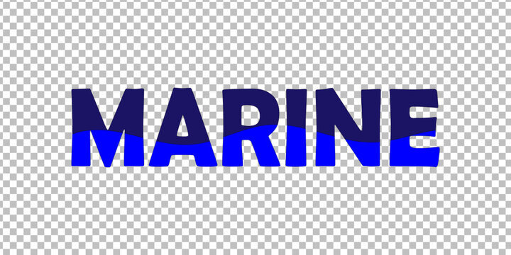 Blue wavy marine lettering on transparent background