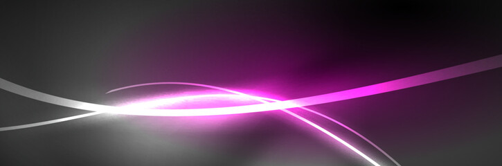 Neon glowing fluid wave lines, magic energy space light concept, abstract background wallpaper design