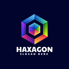 Vector Logo Illustration Hexagon Gradient Colorful Style.