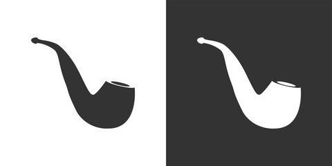 Black and white smoking pipe icon