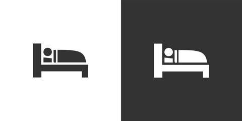 Sleeping, bed line and solid icon.  Sleep and relax furniture. Vector graphics