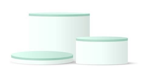  3d pedestal podium with pastel green geometric platform. Product display presentation. Minimal scene.