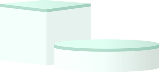  3d pedestal podium with pastel green geometric platform. Product display presentation. Minimal scene.