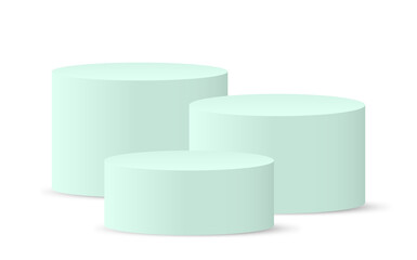  3d pedestal podium with pastel green geometric platform. Product display presentation. Minimal scene.
