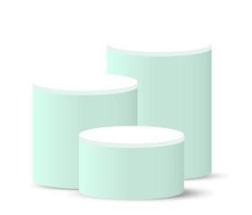  3d pedestal podium with pastel green geometric platform. Product display presentation. Minimal scene.