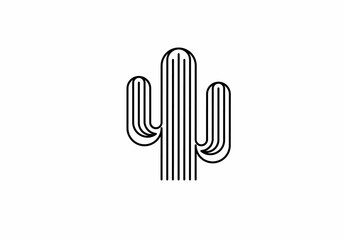 Fototapeta na wymiar outline cactus logo icon isolated on white background
