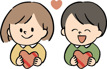 ハートを持つ子どものイラスト