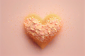 Fototapeta premium Golden flying heart shaped sparkles